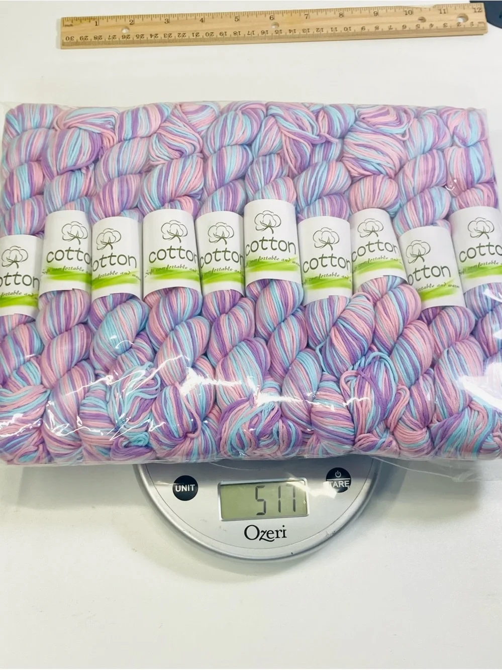 10 NEW (~500g total, ~50g ea.) 100% Cotton Variegated Hanks in Cotton Candy